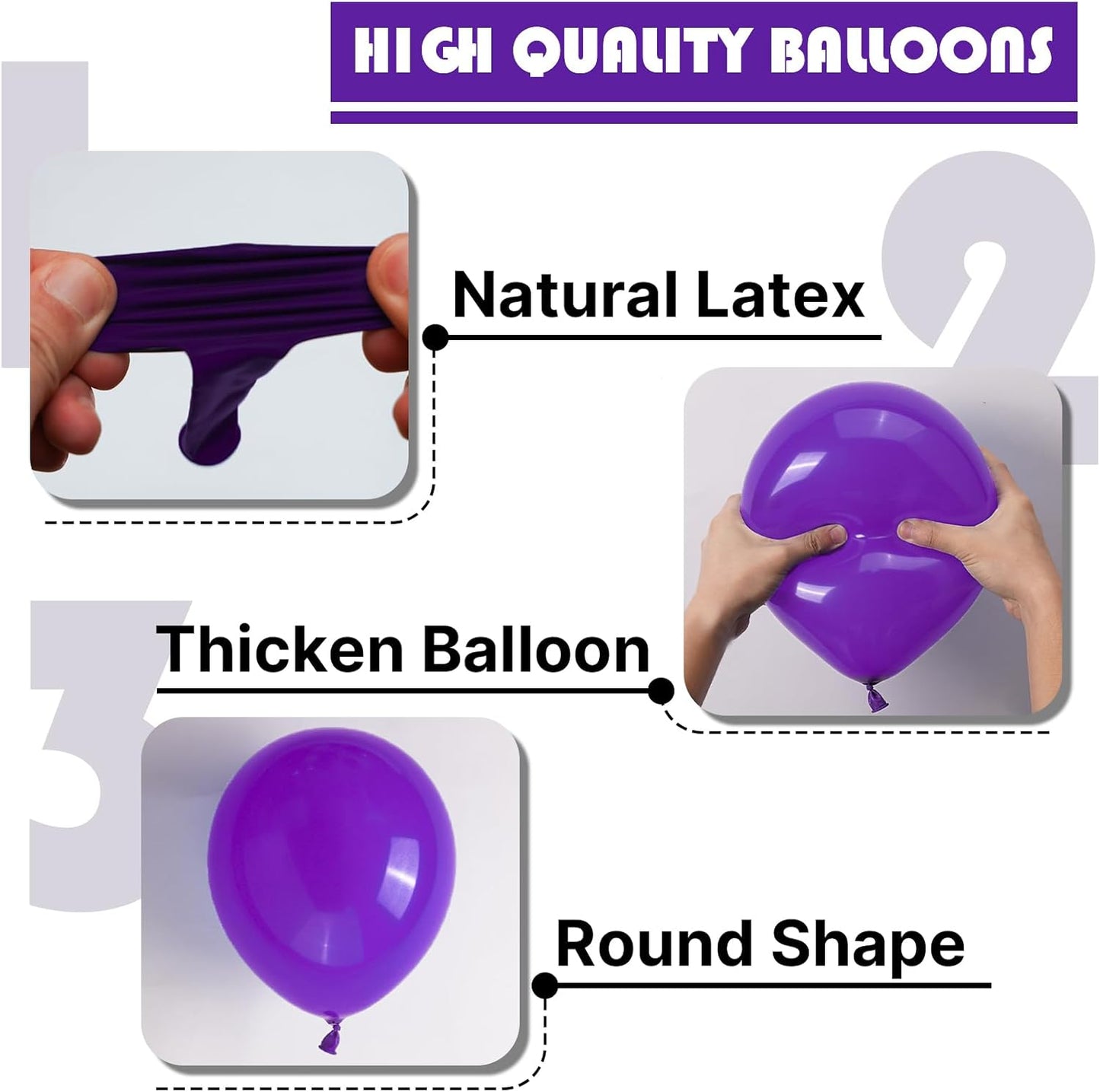 PartyWoo Dark Purple Balloons - 140-Piece Latex Balloon Arch Kit for Birthdays & Celebrations | Various Sizes
