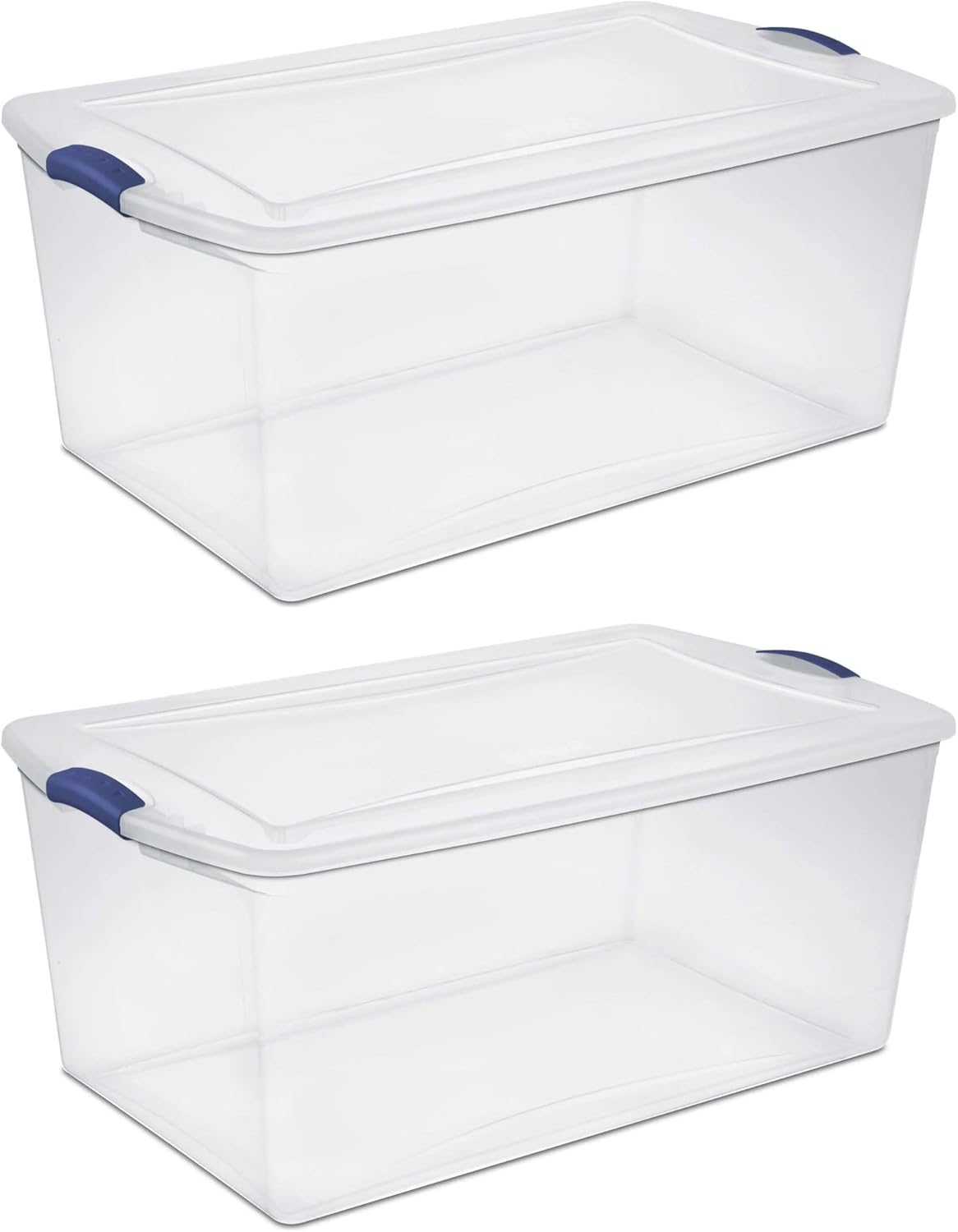 Regine Switzerland 105 QT Transparent Storage Box - Stackable with Blue Lock Mechanism | Ideal for Seasonal Clothing & Garage Organization