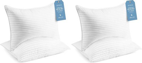 Beckham Hotel Collection King Size Memory Foam Bed Pillows - Adjustable Cooling Shredded Foam (Set of 2)