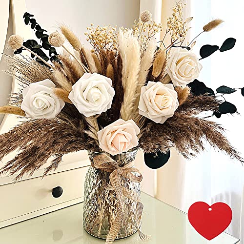 Artificial Flowers in Vase Pampas Bouquet - Dining Table Centerpiece