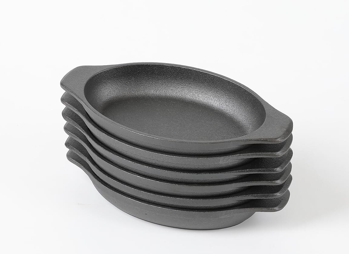HAWOK Cast Iron Oval Serving Au Gratin Cookware Set of 4………