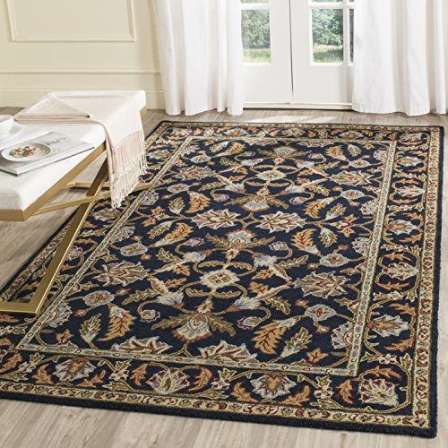 SAFAVIEH Blossom Collection 3' x 5' Navy BLM219A Handmade Premium Wool Entryway Living Room Foyer Bedroom Accent Rug