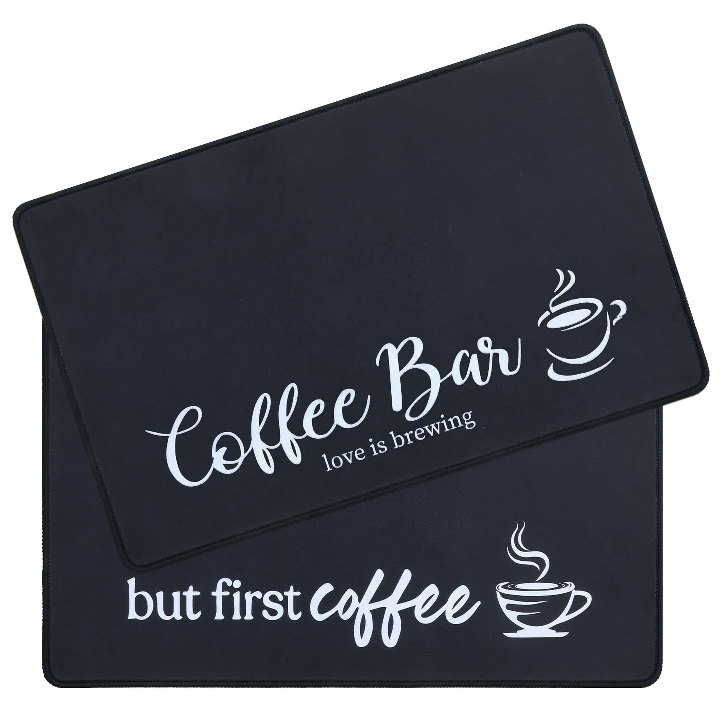 SHACOS Coffee Mat 2-Pack 12x19 Inch Absorbent Non Slip Coffee Maker Mat for Countertop Bar Accessories Espresso Machine Mat Dish Drying Mat Heat Resistant, Khaki
