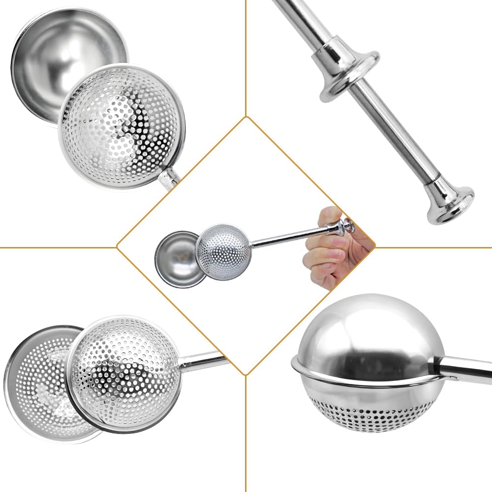 Flour Sifter, SENHAI 2 PCS Sifter for Baking, 304 Stainless Steel Powdered Sugar Shaker Duster for Sugar Flour Spices Tea Strainers (Half-hole & Full-hole)