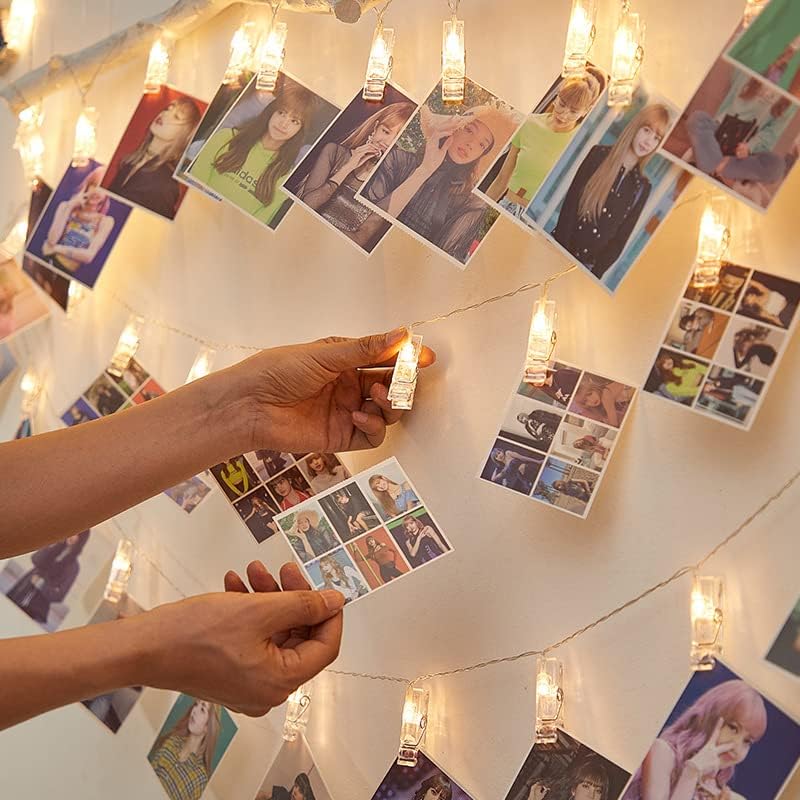Skiennix LED Photo Clip String Lights - 40 LEDs Fairy Twinkle Lights for Home Decor | 14 Feet, Warm White