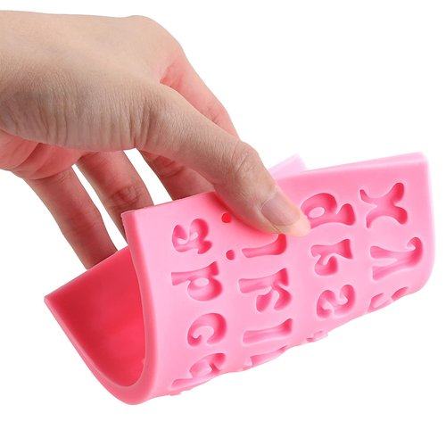 5 Pieces Small Letters Molds and Numbers Silicone Molds，0-9 Numbers, Uppercase and Lowercase Alphabet Baking Molds for Candy, Chocolate Covered Strawberries, Cake Decoration