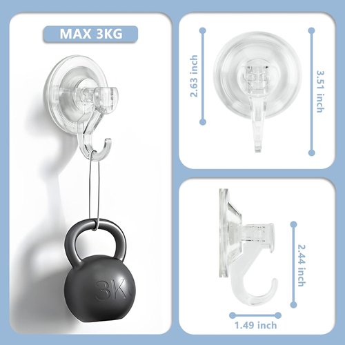 CozyBlue Heavy-Duty Suction Cup Hooks - Waterproof & Reusable for Bathroom, Kitchen, Glass Door | 2 Pack