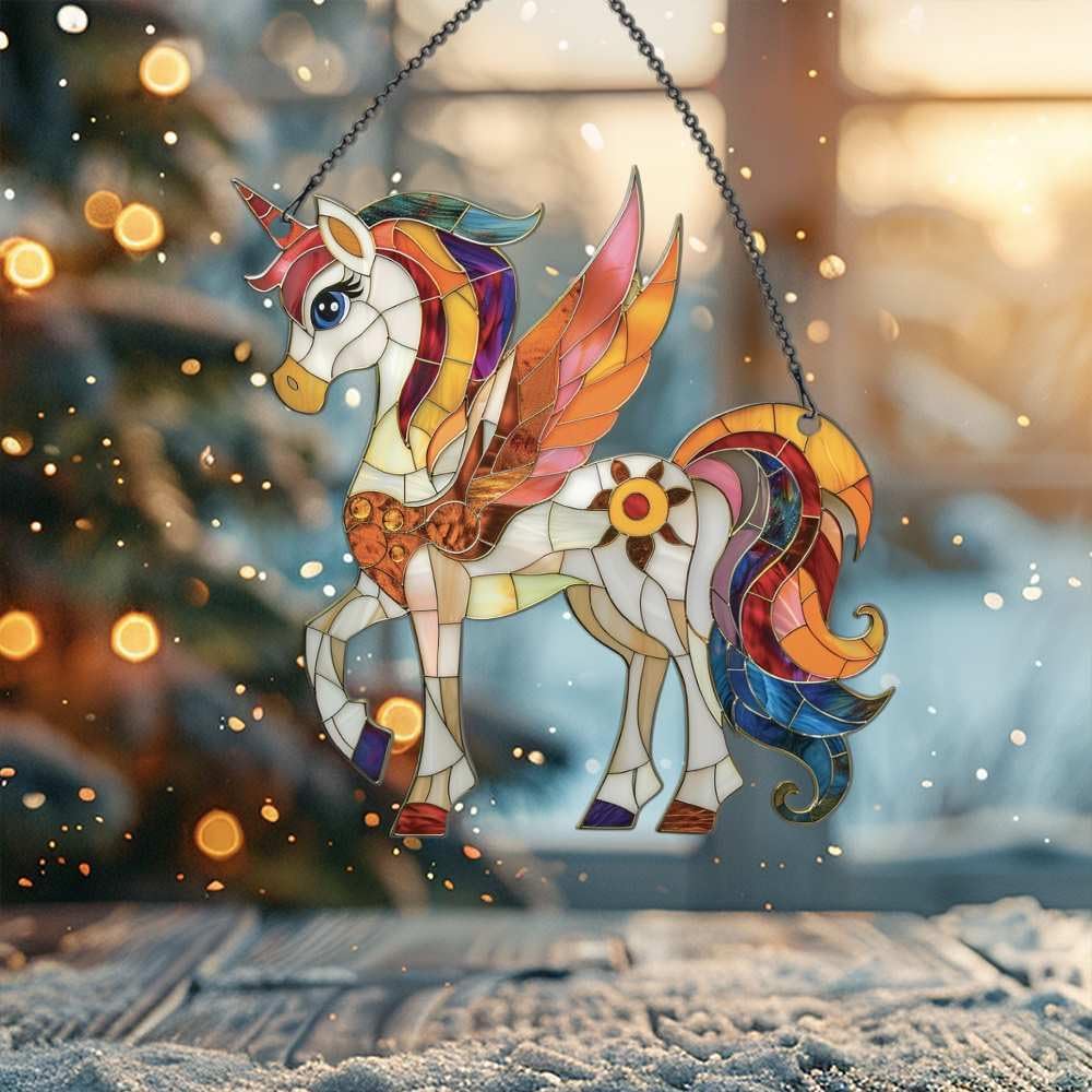 Skiennix Unicorn Ornaments - Mythical Creature Window Decor | Acrylic Hanging Christmas Gift