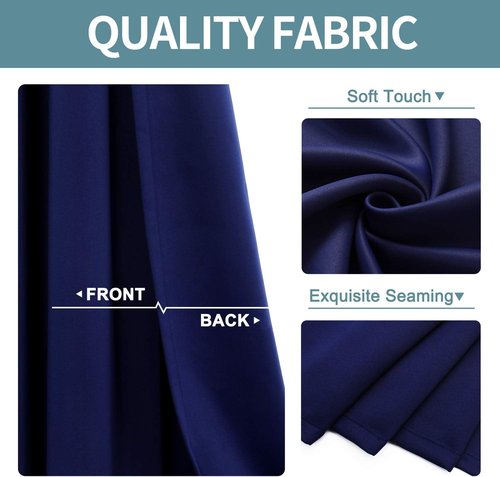 ChrisDowa Blackout Curtains - 108-Inch Long Grommet Thermal Insulated Panels | Navy Blue, 2-Piece Set