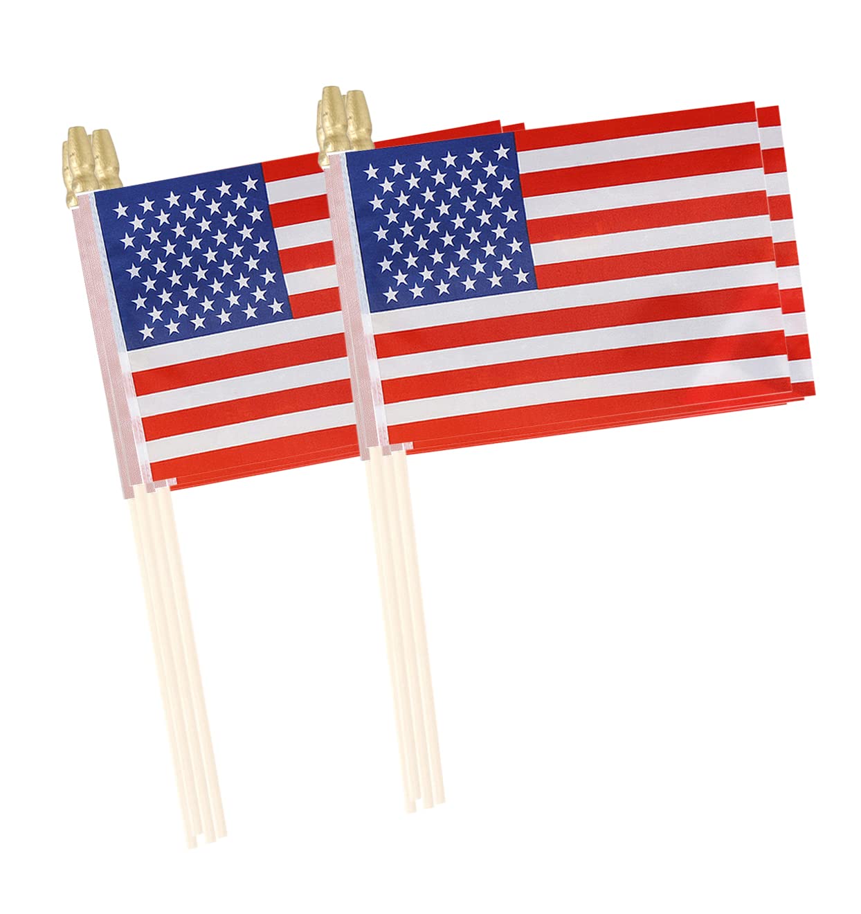Lebei American Flag Mini Small US USA Handheld Stick Flags 4x6 Inch 12 Pack