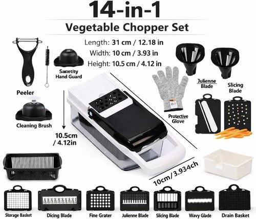 12-in-1 ABS Vegetable Chopper by [Brand Name] - Multifunctional Onion Cutter & Food Slicer | BPA-Free Kitchen Gadget