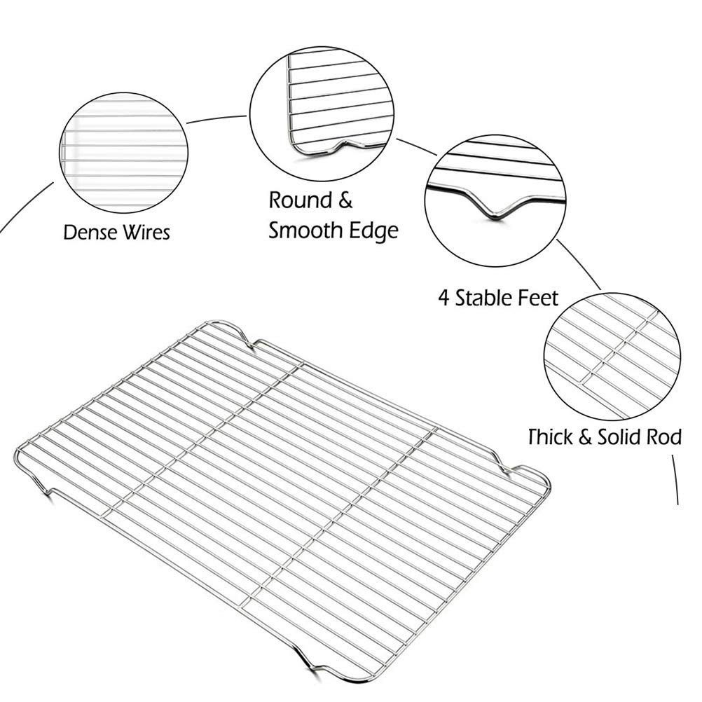 Turbokey Oven Roasting Rack 11 x 15.4 inch Rectangle Baking Cooling Steaming Grilling Rack with 4 Legs Stainless Steel Rack,Perfect To Cool and Bake(11"X15.4",39X28cm)