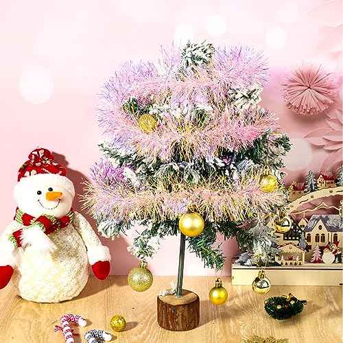 Pink Tinsel Garland Pink Glittering Decoration Metallic Garland for Valentine Birthday Wedding Party Easter Halloween Holiday Festivities Indoor Outdoor Home Christmas Decor Supplies (17 ft)