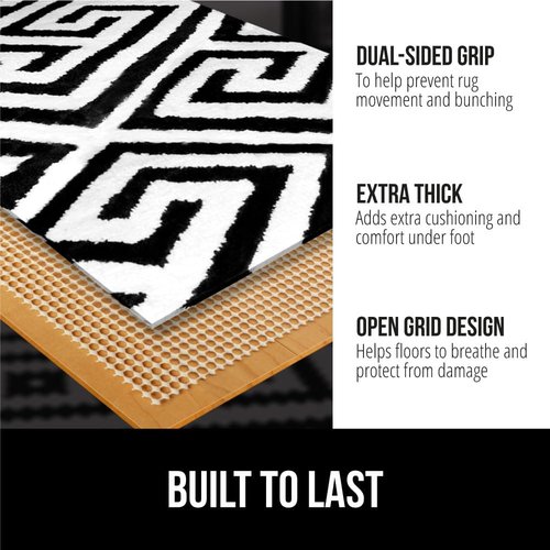 GORILLA GRIP® Rug Pad Gripper - 8x10 FT, Slip-Resistant Cushion for Hard Floors & Area Rugs