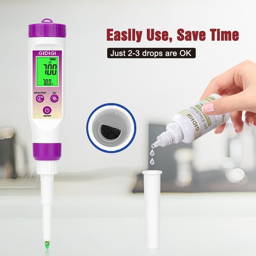 GIDIGI pH Electrode Storage Solution, 4-Pack 30ml pH Probe Solution for pH Meter and ORP Meter, 3 MOL KCL Electrode Filling/Storage Solution for Laboratory and Industrial Use