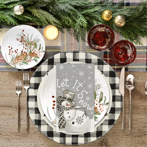 Horaldaily 100Pcs Christmas Snowman Paper Napkins 4.3 x 7.9 Inches Holiday Party Supplies