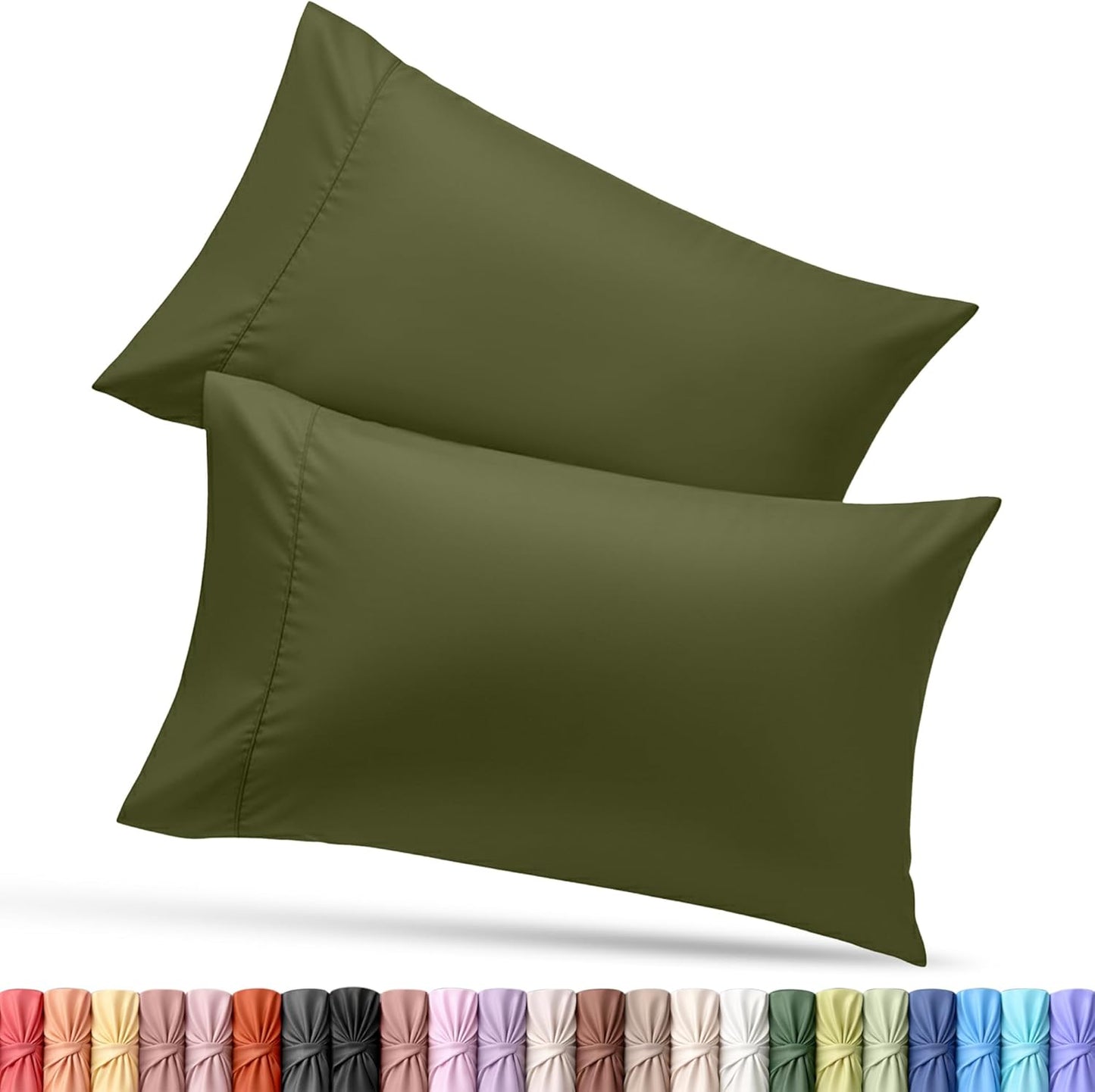Utopia Bedding Queen Pillow Cases - Soft Brushed Microfiber - 2 Pack, Olive | Fade Resistant 20 x 30 Inches