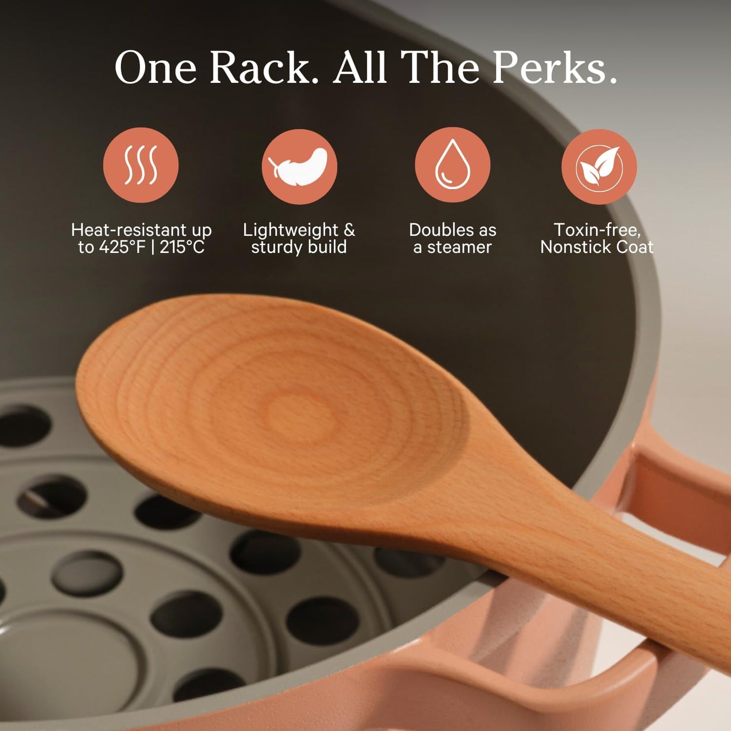 Our Place Perfect Pot Roasting Rack - 2-in-1 Custom-Fit Steamer & Rack | Toxin-Free Ceramic Coating | Char
