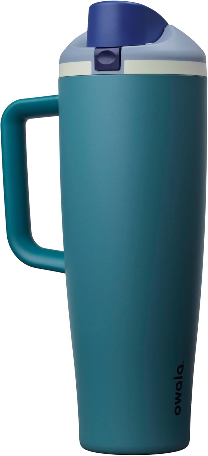 Owala FreeSip Tumbler - Insulated Stainless Steel Water Bottle with Built-in Straw & Handle | 40oz, Denim, BPA Free
