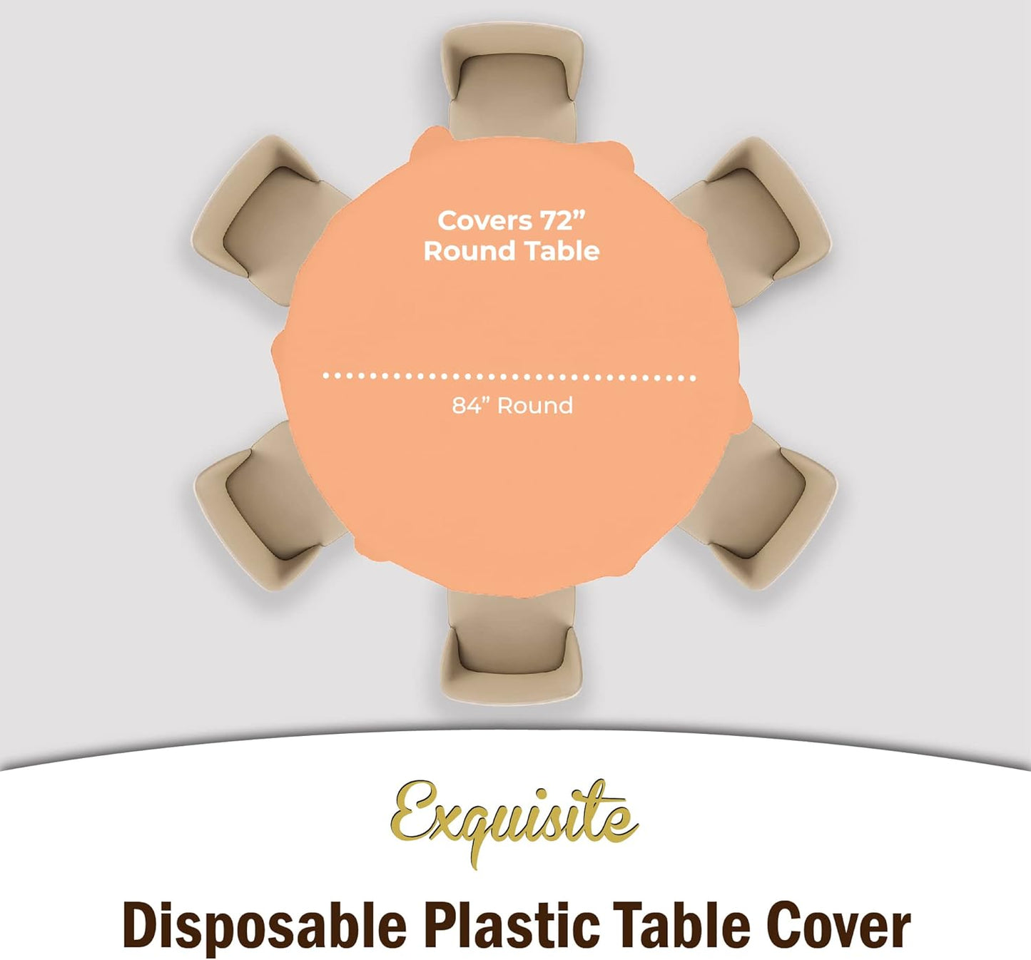 Ivory 84-Inch Round Tablecloth - 12-Pack Premium Plastic Party Supplies