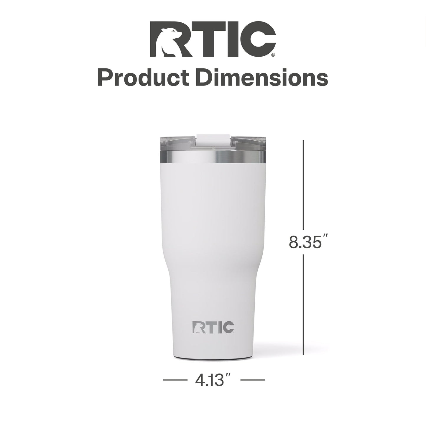 RTIC 30oz Essential Tumbler with Lid, Ceramic Lined, Insulated, Stainless Steel, Metal, Double Wall Vacuum-Insulation, Travel Cup for Iced Coffee, Tea, Hot and Cold Drink, White
