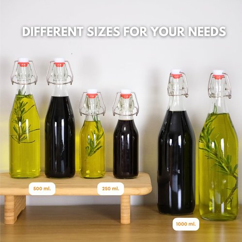 FastRack Swing Top Glass Bottles |8.5 oz – Pack of 8 | Clear, Flip Top Glass Bottles for Home Brewing, Carbonated Drinks, Kombucha, Fermentation, Water | Food Grade – ECO Friendly