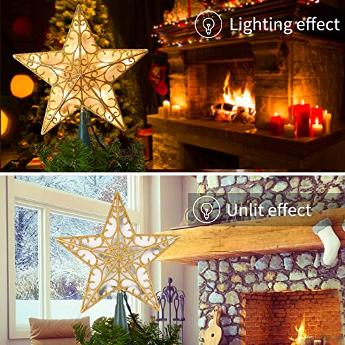 Brightown Gold Star Christmas Tree Topper with Lights (Gold Star, Green Base) 3D Plug-In