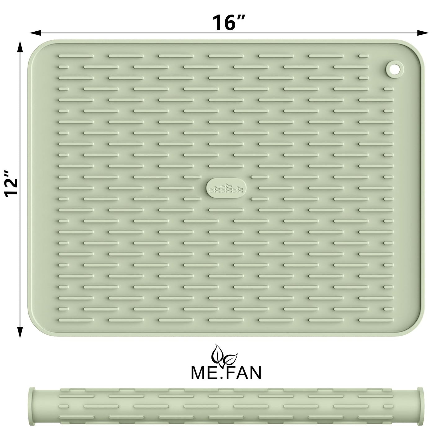 ME.FAN Silicone Dish Drying Mat for Kitchen Counter, Dish Drying Pad for Sink, Refrigerator or Drawer, Countertop Protection Pad M - 16''×12'' - Desert Sage