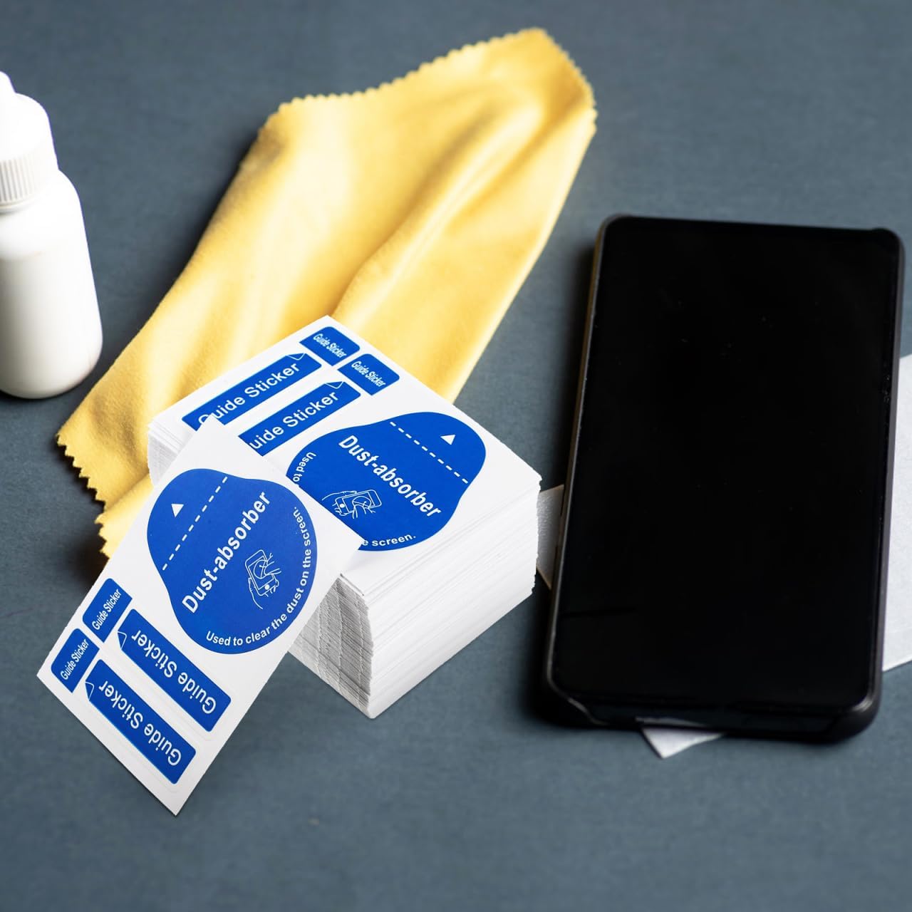 Uonlytech LCD Screen Cleaning Decals - 600 Pcs Portable Stickers for Effective Dust & Fingerprint Removal