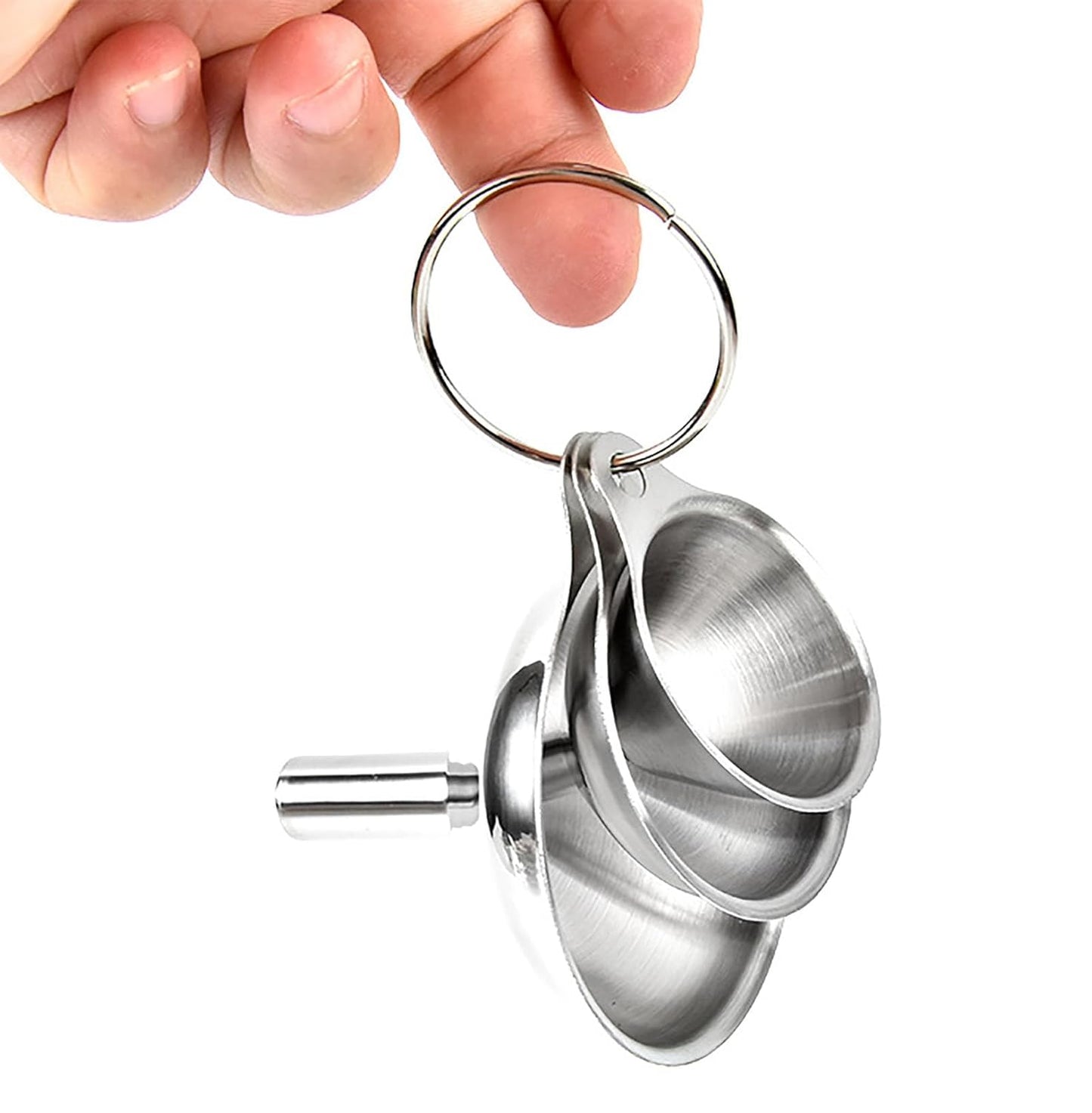 Skiennix Stainless Steel Funnel Set - 3 Sizes with 2 Cleaning Brushes for Effortless Bottle Filling