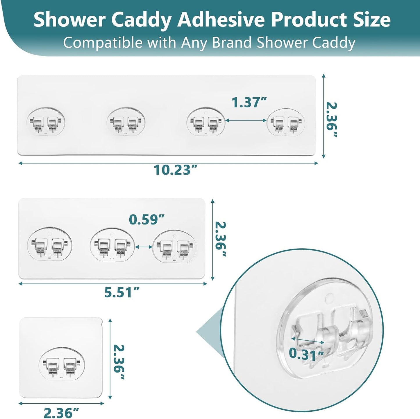 Skiennix Shower Caddy Adhesive Hooks - Strong Corner Shelf Holders for Bathroom & Kitchen | 14 Pack