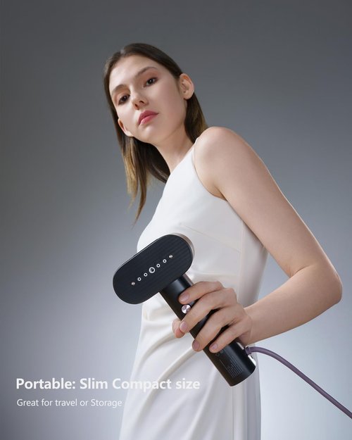 G6 Portable Clothes Steamer - 2-in-1 Travel Iron with 10 Minutes Continuous Steam | Lightweight 0.7lbs, 900W (Black)