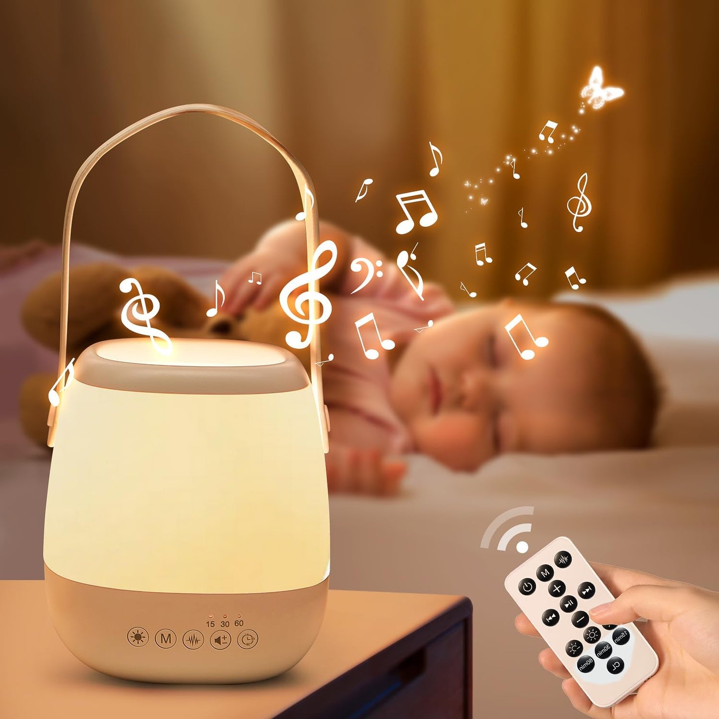 Skiennix Baby Night Light Sound Machine - 35 Colors & 12 White Noises | Portable USB Rechargeable Lamp