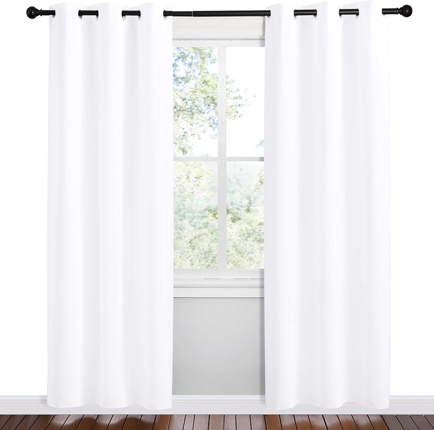 NICETOWN White Small Window Blackout Curtain Panels - 50% Light Blocking, Set of 2 | 42" x 78" for Bedroom & Dining Room