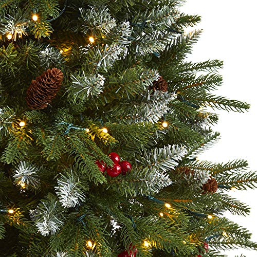 Snow Tipped Portland Spruce Tree with 300 LED Lights, 6ft Artificial Christmas