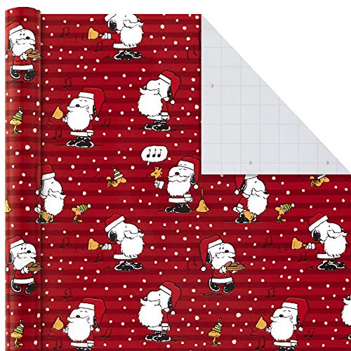 Hallmark Christmas Peanuts Wrapping Paper with Cut Lines, 3-Pack Holiday Gift Wrap