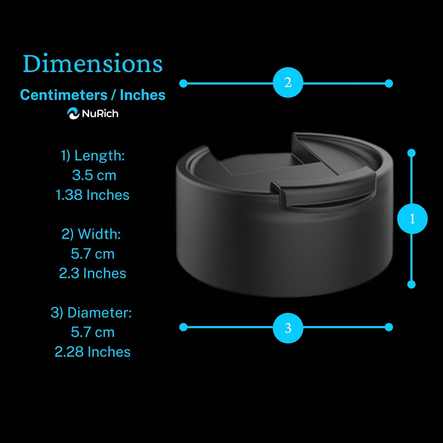 NuRich The Original Hydro Wide Mouth Flip and Sip Replacement Hydro Flask Coffee Lid or Cap - Hydro Flask Lid Replacement For Insulated Water Travel Mug or Hydroflask Thermos For Perfect Hydration