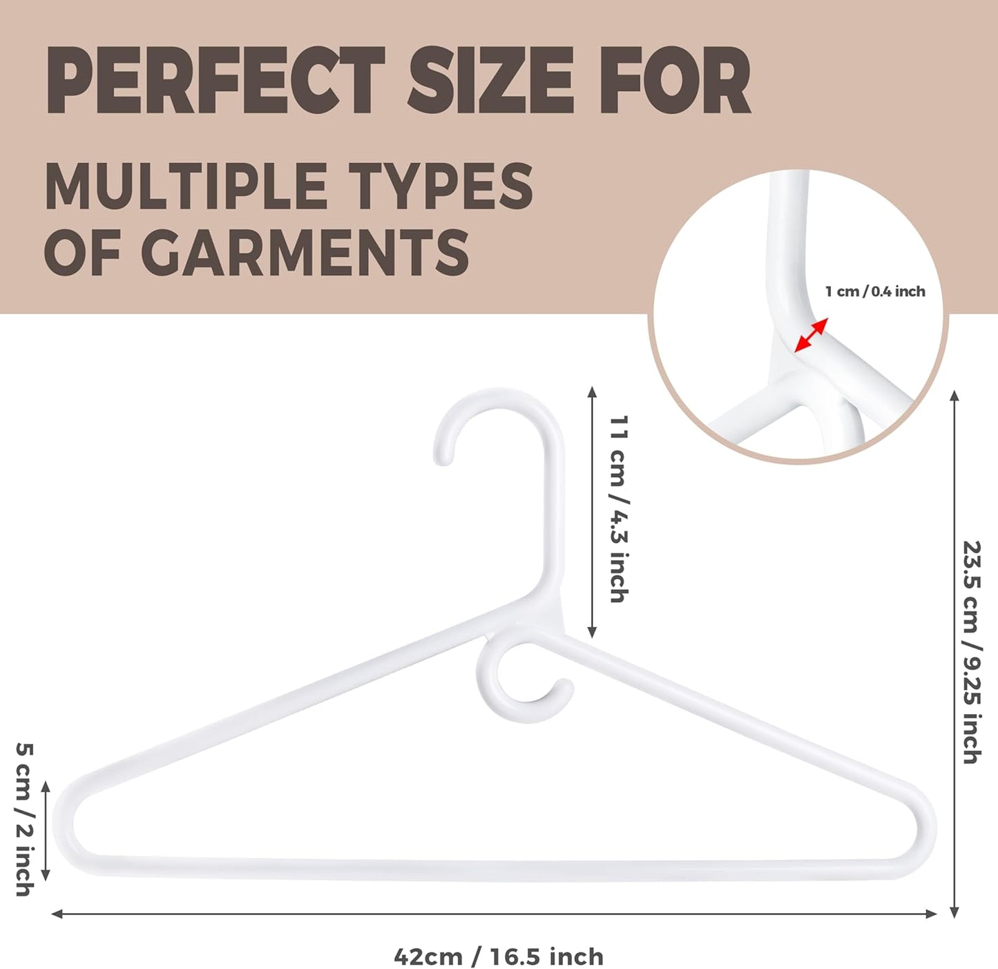 Quality White Plastic Hangers - Heavy Duty 10-Pack for Clothes & Accessories | Thick Standard Closet Hangers