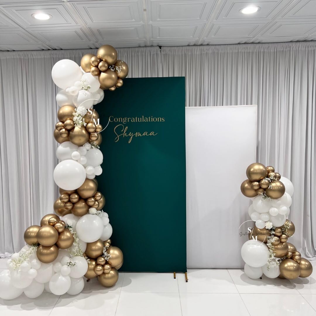 White and Gold Balloons Arch Kit, 124pcs White Gold Confetti Metallic Latex Balloons Arch for Baptism, Baby Shower, Birthday Party Decorations