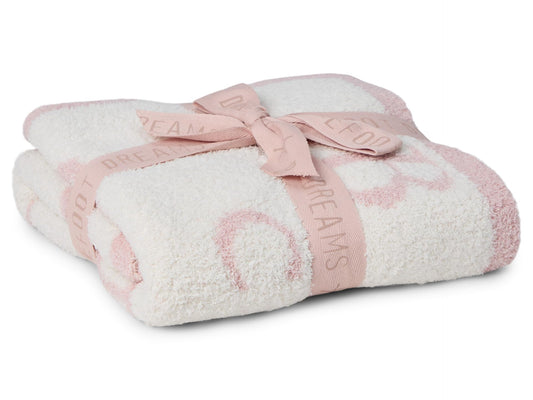 Barefoot Dreams® CozyChic® ABC Blanket, Dusty Rose/Cream