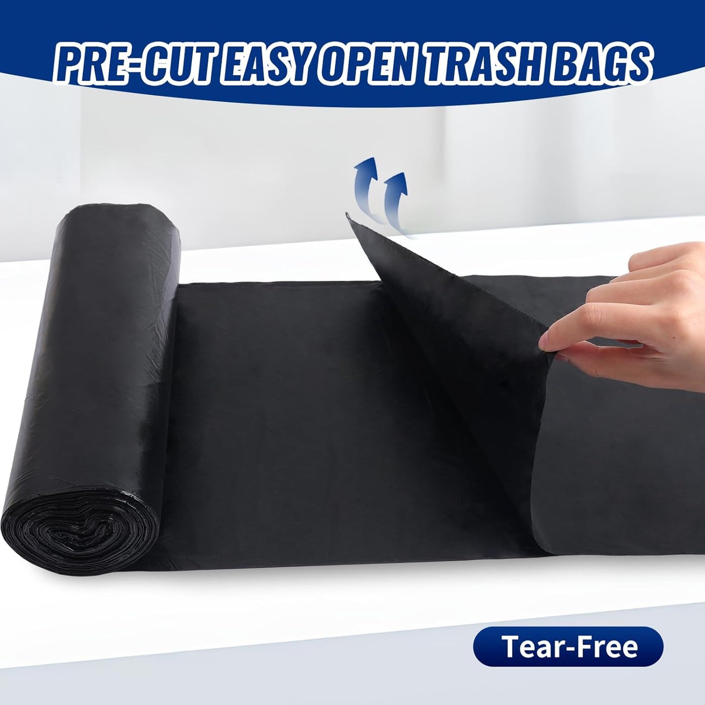 Regine Switzerland 120 Count Trash Bags - Tear-Free 55-60 Gallon Black Garbage Bags for Daily Use | Lightweight 17 Micron Design