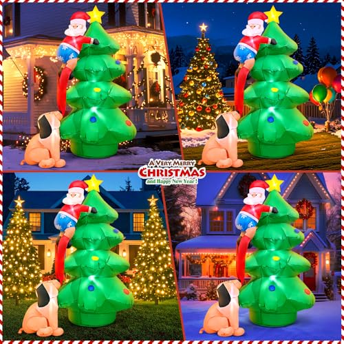 6FT Christmas Inflatable Santa & Tree Outdoor Yard Decoration with LED Lights
