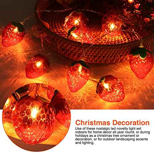 1.5 M/59 Inch Strawberry String Lights, 10 LEDs Strawberry Lights, LED Fairy Lights Fruit Strawberry String Lights for Wedding Home Birthday Garden Yard Patio