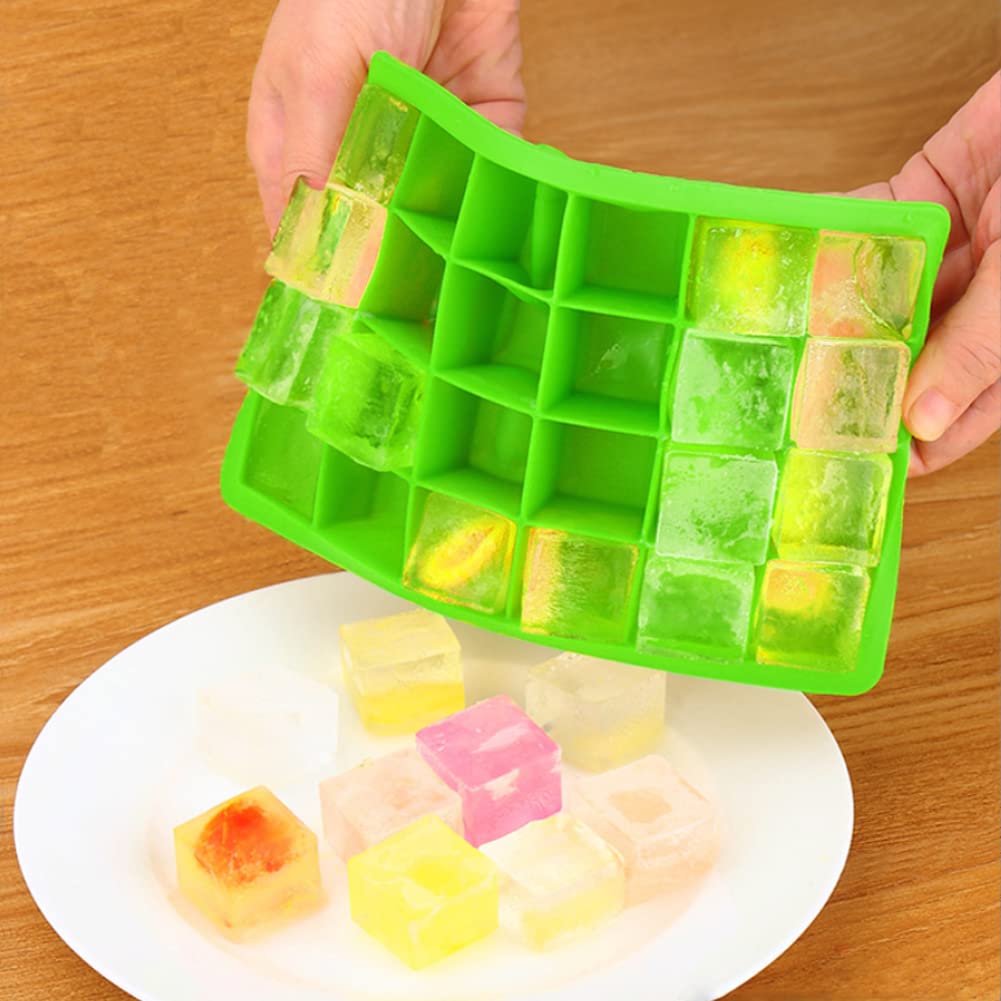 TAO CICADA Ice Cube Tray, 3 Pack Silicone Ice Cube Molds, Ice Cube Trays, Silicone Ice Trays, Easier to Release, BPA Free for Alcohol/Coffee/Beverages (Blue, Green, Rose red)