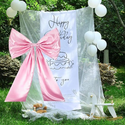 Giant Large Satin Ribbon Bow - 25x40 Inch Pink Bow for Wedding, Party & Home Decor