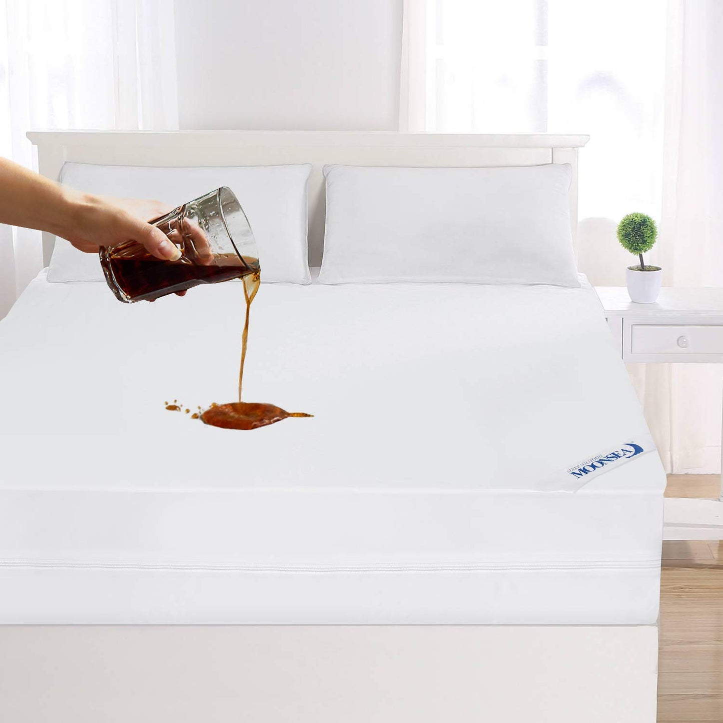 Waterproof Twin Mattress Protector 4 Pack, Zippered, 6-Side Waterproof, Box Spring Encasement