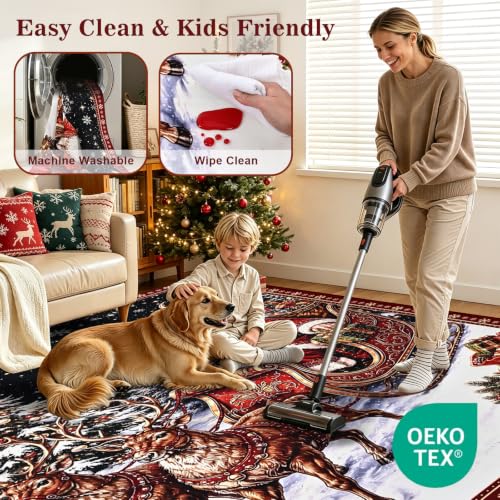 5' x 7' Christmas Santa Area Rug - Washable Non-Slip Holiday Decor