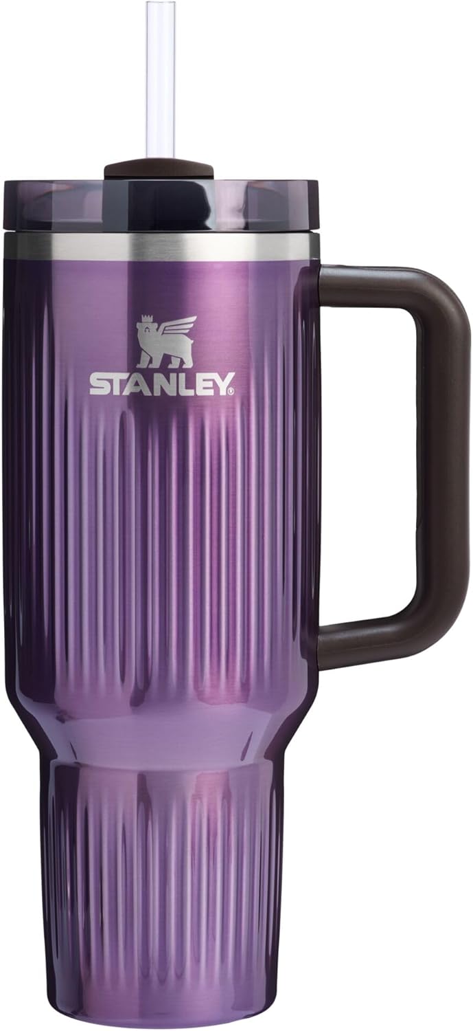 STANLEY Quencher H2.0 Tumbler - 40 oz Insulated Stainless Steel with Handle & Straw | BPA-Free Fluted Wisteria Shine
