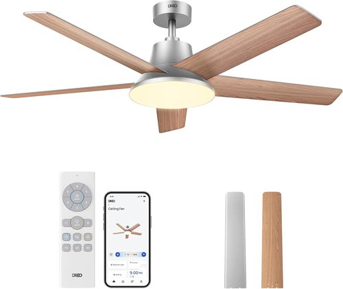 DREO 52-Inch Smart Ceiling Fan - 12 Speeds, Dimmable LED Light & Quiet DC Motor | Remote & Alexa Control