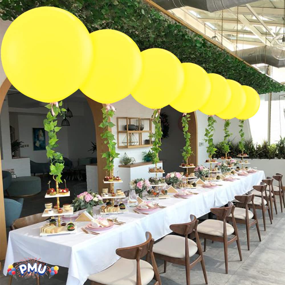 PMU 4 Pcs Premium Latex Balloons - Jumbo Size Balloons for Birthdays, Wedding Parties, Baby Shower, Indoor & Outdoor Party Events & Decoration Supplies - Made in USA, 36 Inch Canary Yellow
